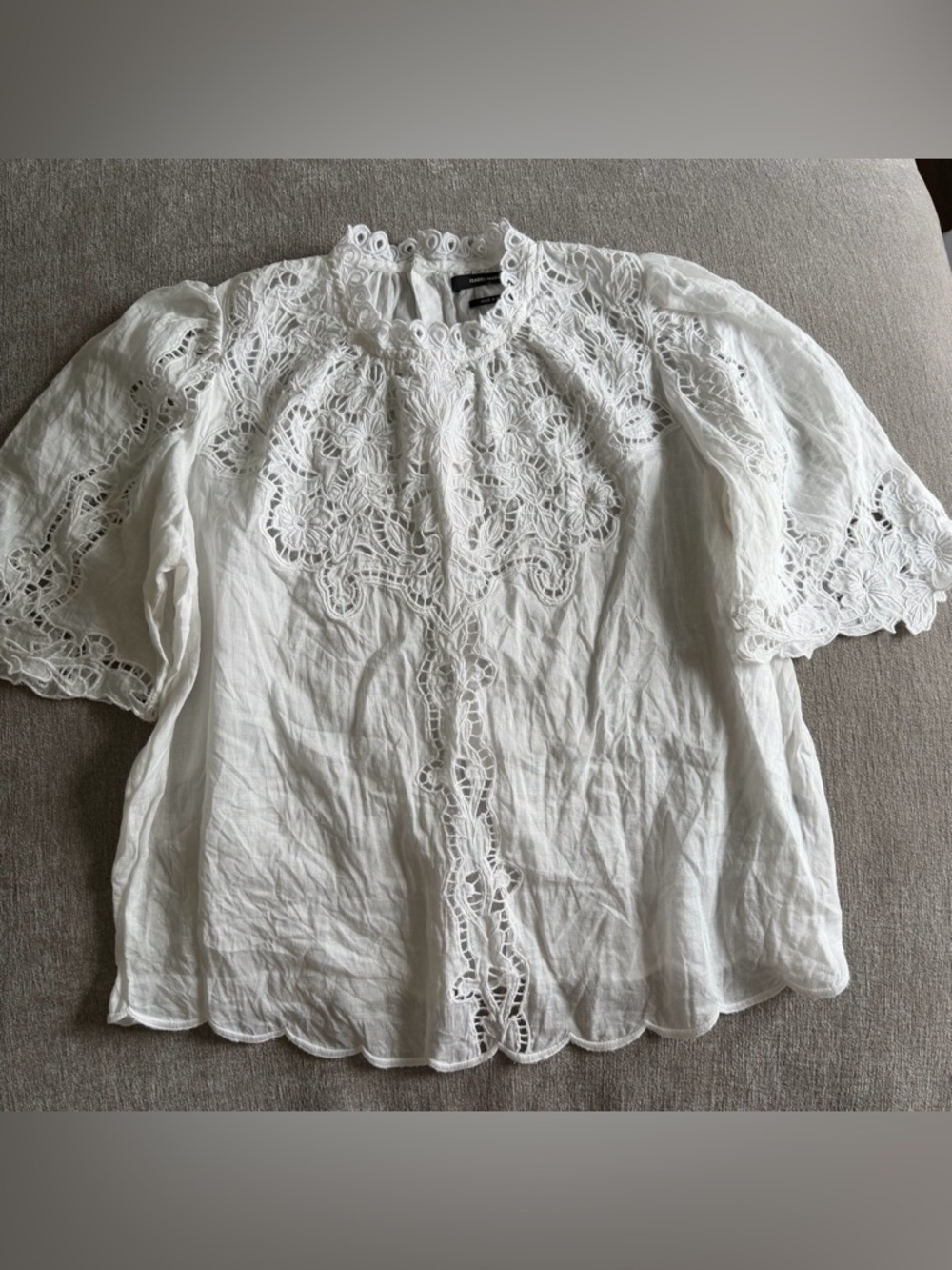 Isabel Marant White Embroidered Eyelet Yoke Blouse